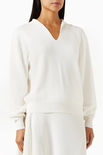 Tazawa Long-sleeve Polo Shirt in Cotton