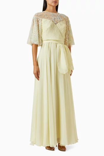 Embroidered Maxi Dress in Chiffon
