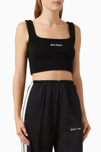 Logo Cropped Top in Cotton-knit