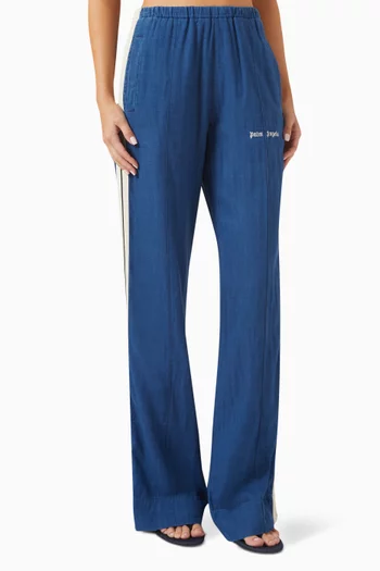 Logo Track Pants in Cotton-chambray