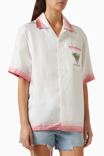 قميص بطبعة بينج بونج تويل حرير