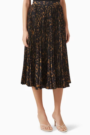 Sunburst Pleated Skirt in Printed Georgette