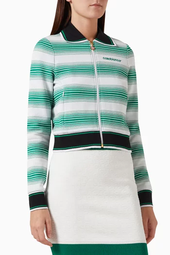 Striped Track Jacket in Cotton-blend