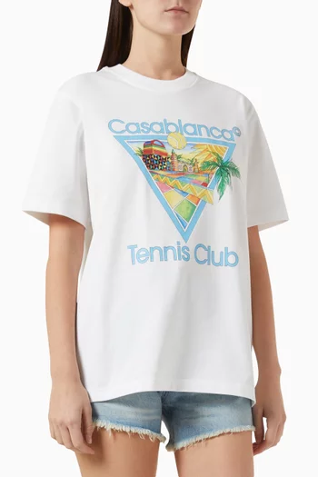 تي شيرت بطبعة Tennis Club قطن عضوي للجنسين