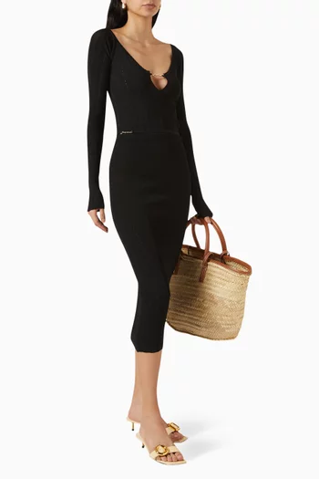 La Jupe Pralu Midi Skirt in Rib-knit