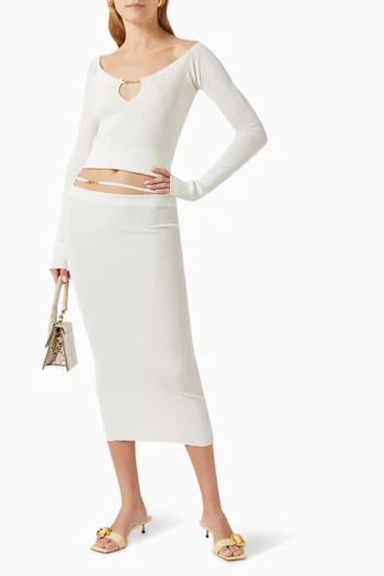 La Jupe Pralu Midi Skirt in Rib-knit