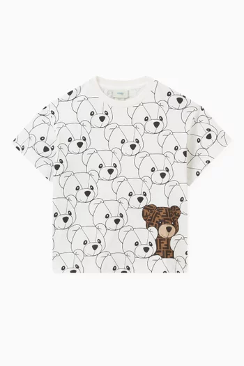 Allover Teddy Print in Cotton Jersey