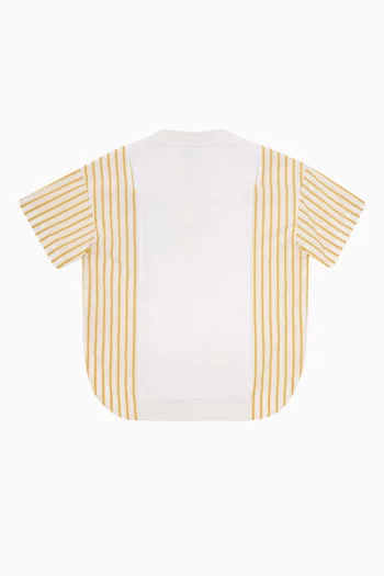 Striped Logo T-shirt in Cotton Jersey & Poplin