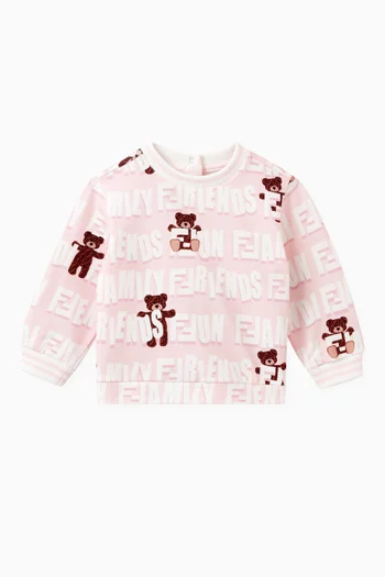 All-over Teddy Print Sweatshirt in Cotton