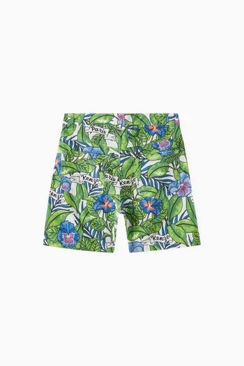 Floral Print Shorts in Cotton Poplin
