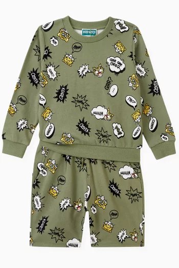 All-over Printed Bermuda Shorts in Cotton Blend