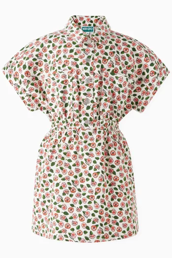 Floral-print Shirt Dress in Cotton