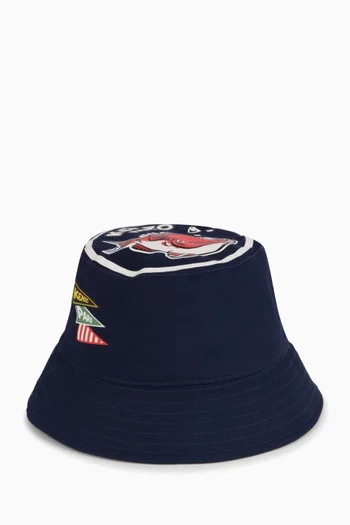 BOSS Kidswear logo-print bucket hat - Blue