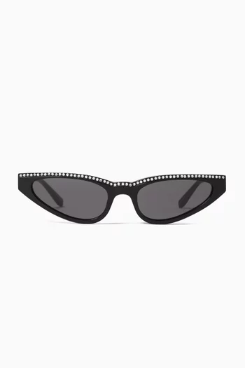 Crystal-embellished Cat-eye Sunglasses in Acetate