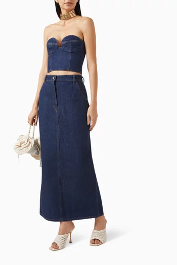 Corset Crop Top in Denim