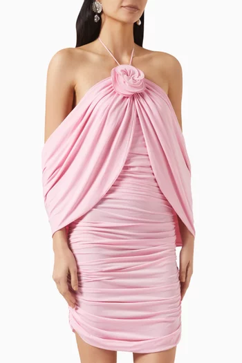 فستان قصير مزين بزهرة