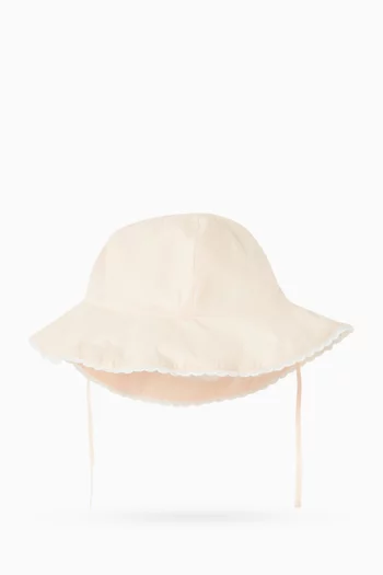 Scallop-trimmed Sun Hat in Cotton
