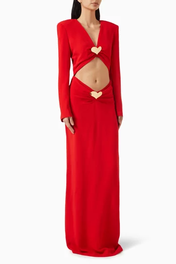 Lovers Heart Jewel Cut-out Dress in Viscose-blend