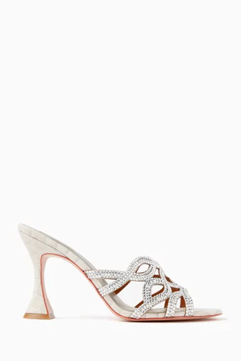 Tiphane 85 Crystal-embellished Mules in Croc-embossed Leather