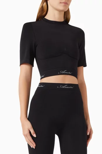Seamless Logo-band Crop Top in Knit