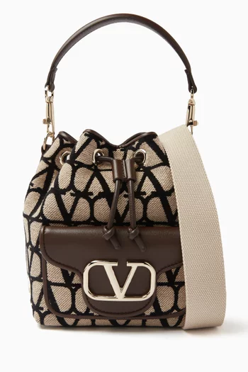 Valentino Garavani Small VLOGO Signature Drawstring Bag in Toile Iconographe Jacquard