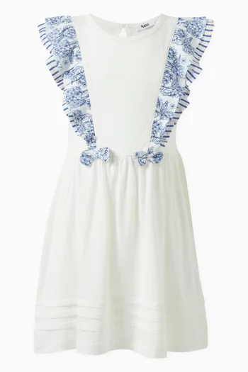 Printed Frill-sleeve Dress