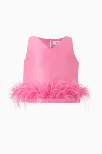 Feather-trimmed Sleeveless Top