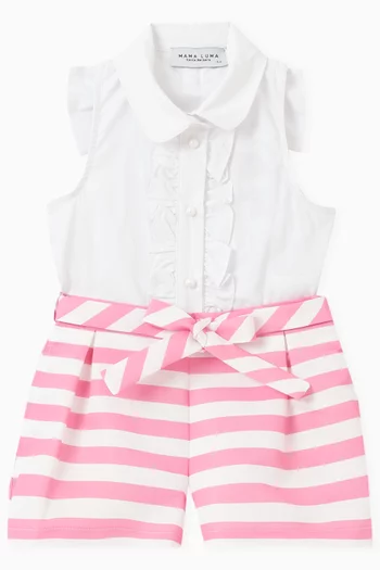 Striped Shorts in Satin Twill