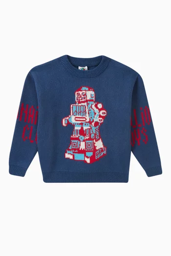 Walking Robot Sweater in Cotton-cashmere Knit