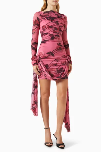Torchon Rose-print Mini Dress in Jersey