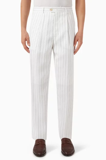 Stripe Print Pants in Linen