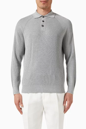 Polo Sweater in Cotton-knit