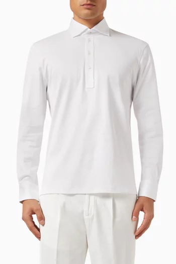 Long-sleeve Polo Shirt in Cotton