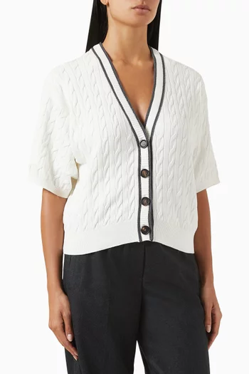 Cable-knit Cardigan in Cotton