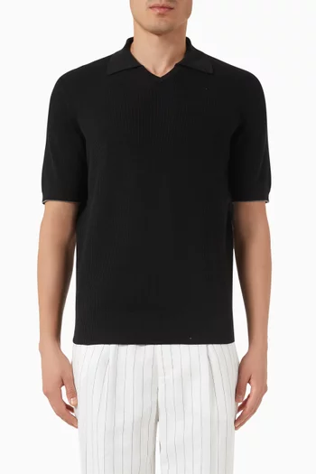Polo Shirt in Cotton Rib-knit