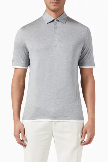 Double-layered Polo Shirt in Cotton-silk