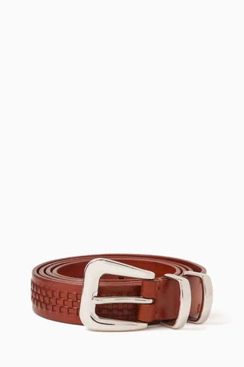 Woven Belt in Calf Leather