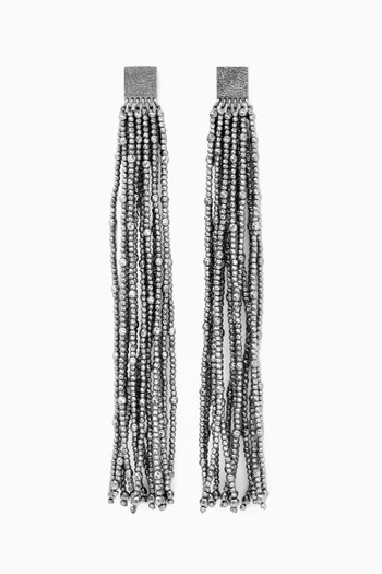 Beaded Fringe Earrings in Sterling Silver