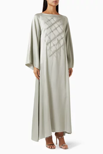 Double Hatched Embellished Kaftan in Chiffon