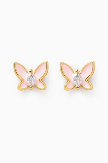 Social Butterfly Mini Stud Earrings in Plated Metal