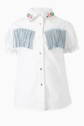 Fringed Shirt in Cotton Poplin