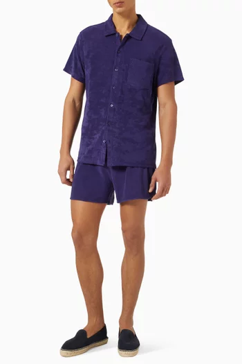 Embroidered Turtle Shorts in Terry Cotton