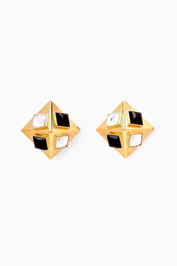 Pyramid Crystal Clip-on Stud Earrings