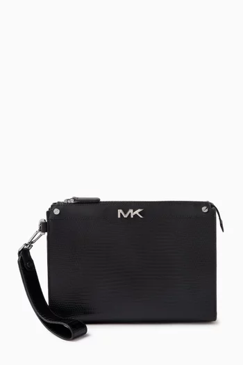 Varick Large Pouch in Croc-embossed Leather
