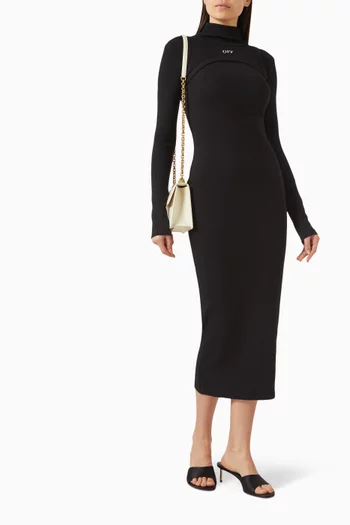 Off Stamp High-neck Midi Dress in Cotton-knit