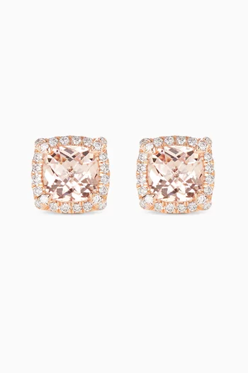 Petite Chatelaine® Diamond & Morganite Stud Earrings in 18kt Rose Gold