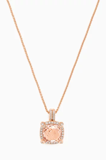 Chatelaine® Diamond & Morganite Necklace in 18kt Rose Gold