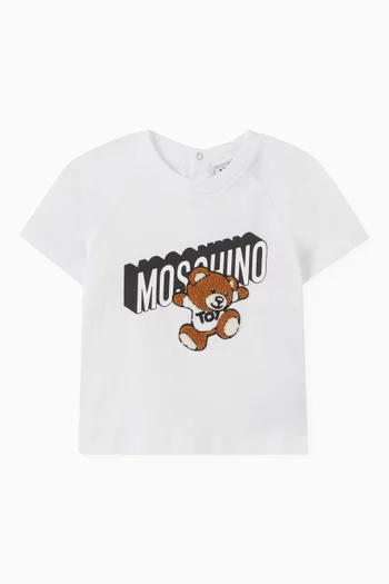 Moschino Kids Teddy Bear cotton romper - White