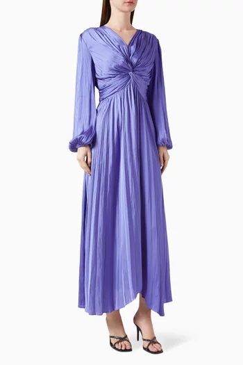 Riverde Pleated Maxi Dress in Satin