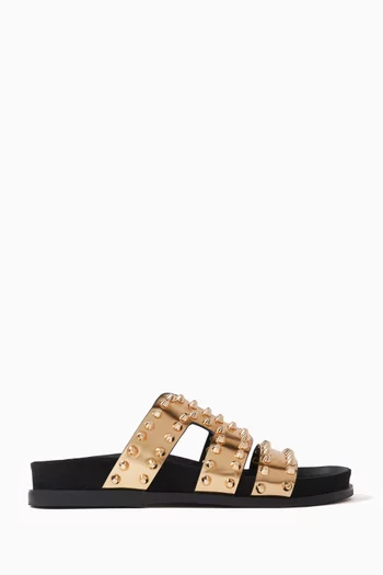 Mully Flat Rivet Sandals in Leather